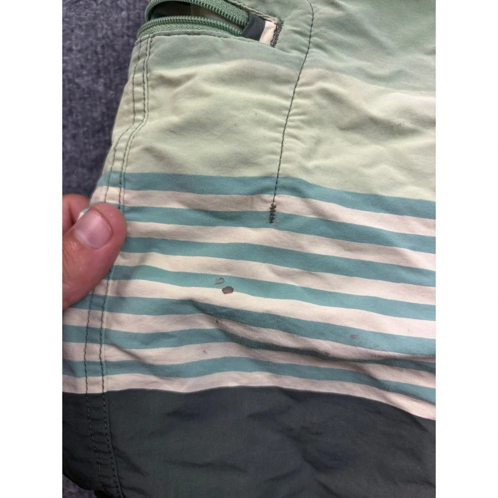 Patagonia Board Shorts Kids Size 14 Green Striped Swim Trunks 65715
